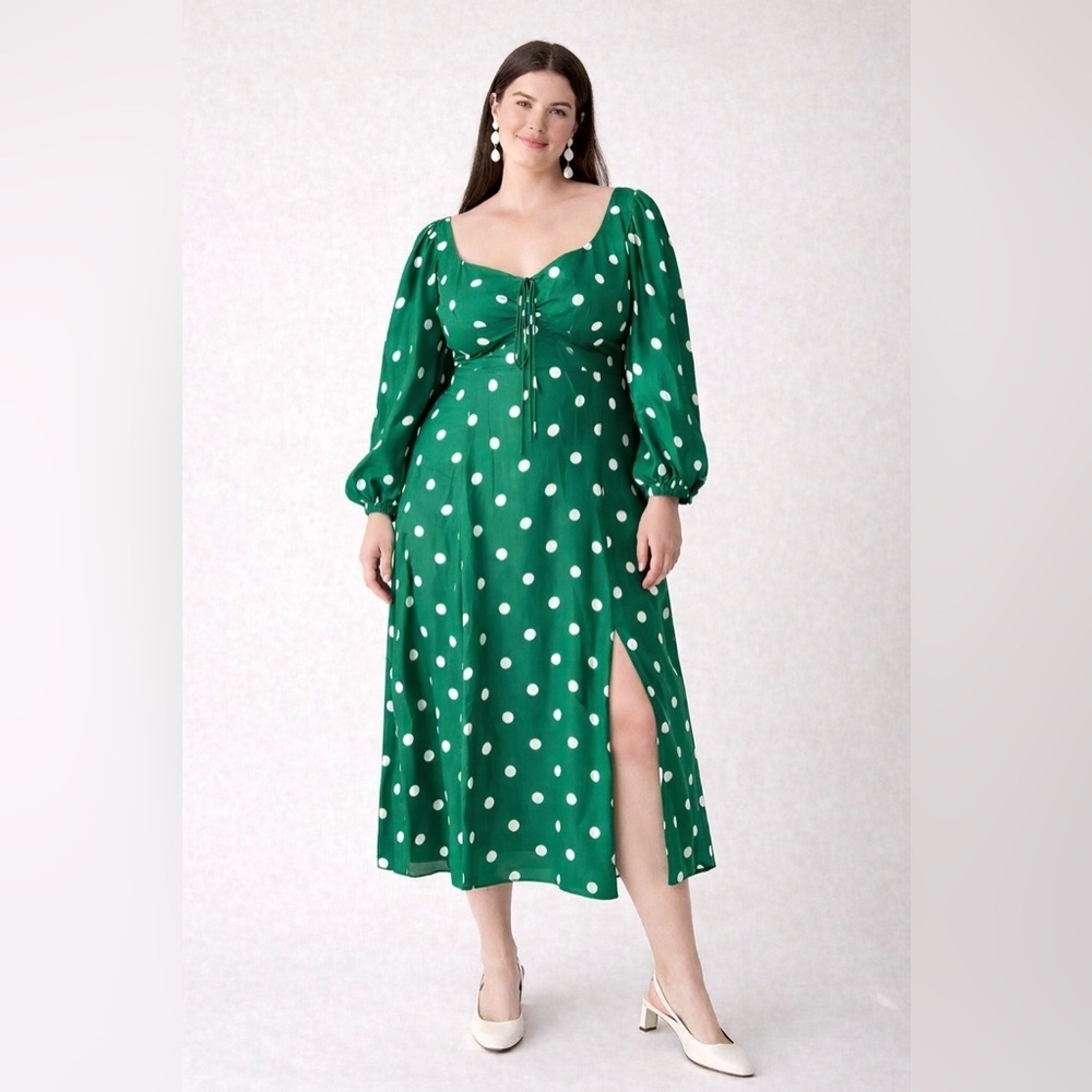 J.Crew Sweetheart Neckline Polka Dot Midi Dress Size 18
